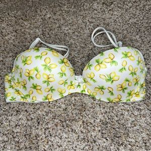 Victoria's Secret Lemon Print Bra - White and Yellow